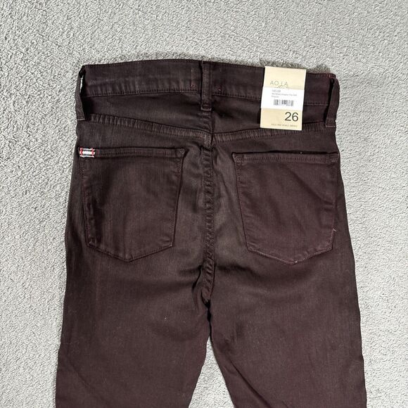 NWT AO L.A High Rise Ankle Skinny Jeans Alice + Olivia Wine/Bubblegum Size 26 - Picture 13 of 15